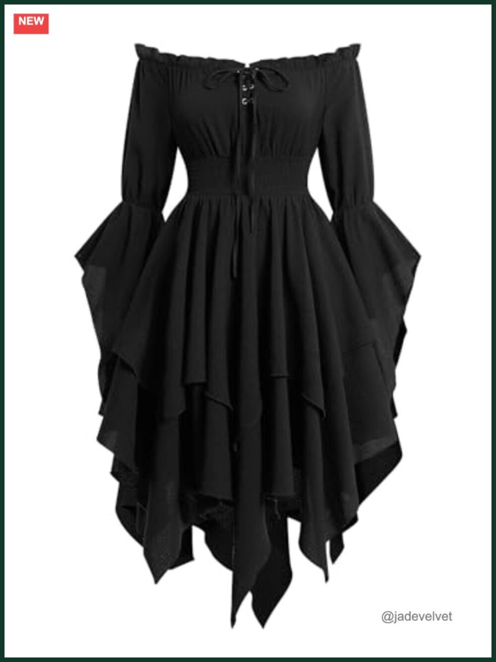 Renaissance Off Shoulder Corset Dress Bell Sleeve Midi